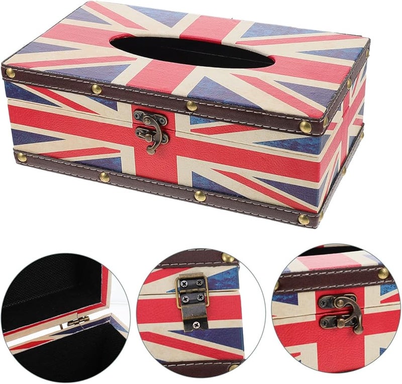 حامل علبة المناديل بعلم الاتحاد بأسلوب رجعي، حاوية تخزين، ديكور أنيق لغرفة المعيشة - Image 2